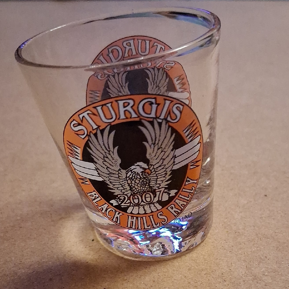 Sturgis Black Hills Rally 2007 Shot Glass - Orange and Black